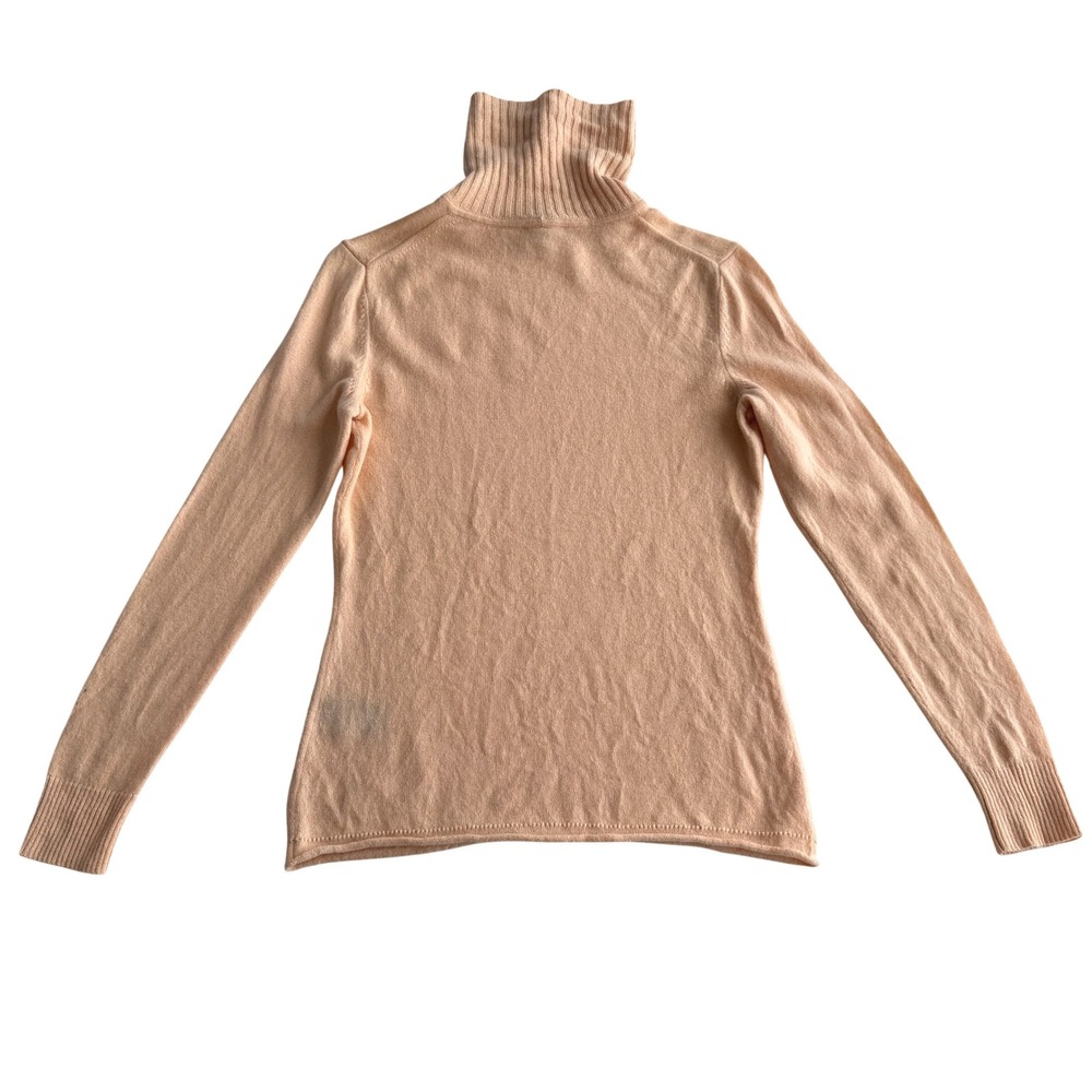 Lafayette 148 Blush Peach Cashmere‎ Fitted Turtleneck Sweater sz Small - Picture 2 of 8